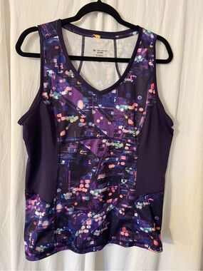 Tek Gear Purple Print V-Neck Athletic Tank Top Size  XL